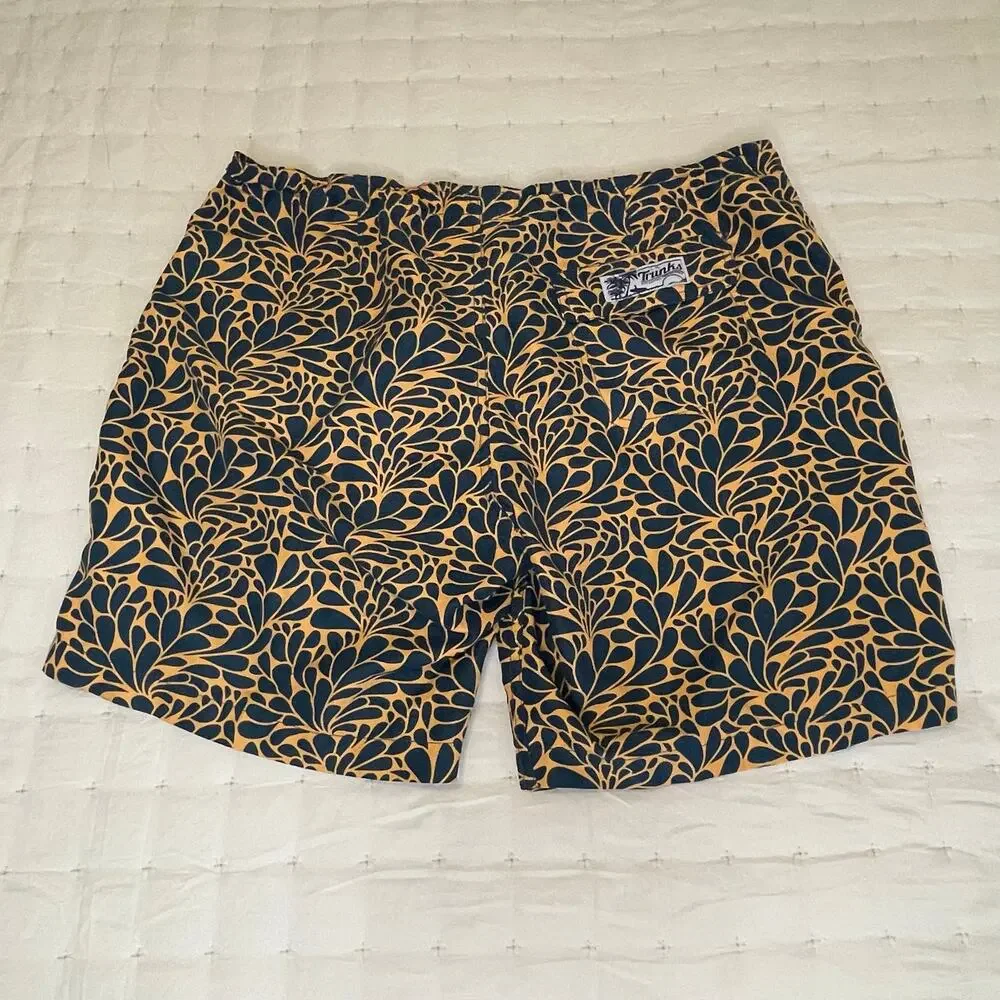 Trunks Swim Trunks Men's 38 Orange & Blue Floral Print